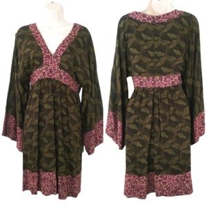 Rachel Rachel Roy Size 4 Leaf Print Kimono Dress
